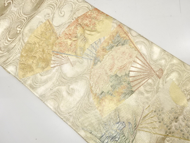 JAPANESE FUKURO OBI / MATELASSE / WOVEN FOLDING FAN PATTERN